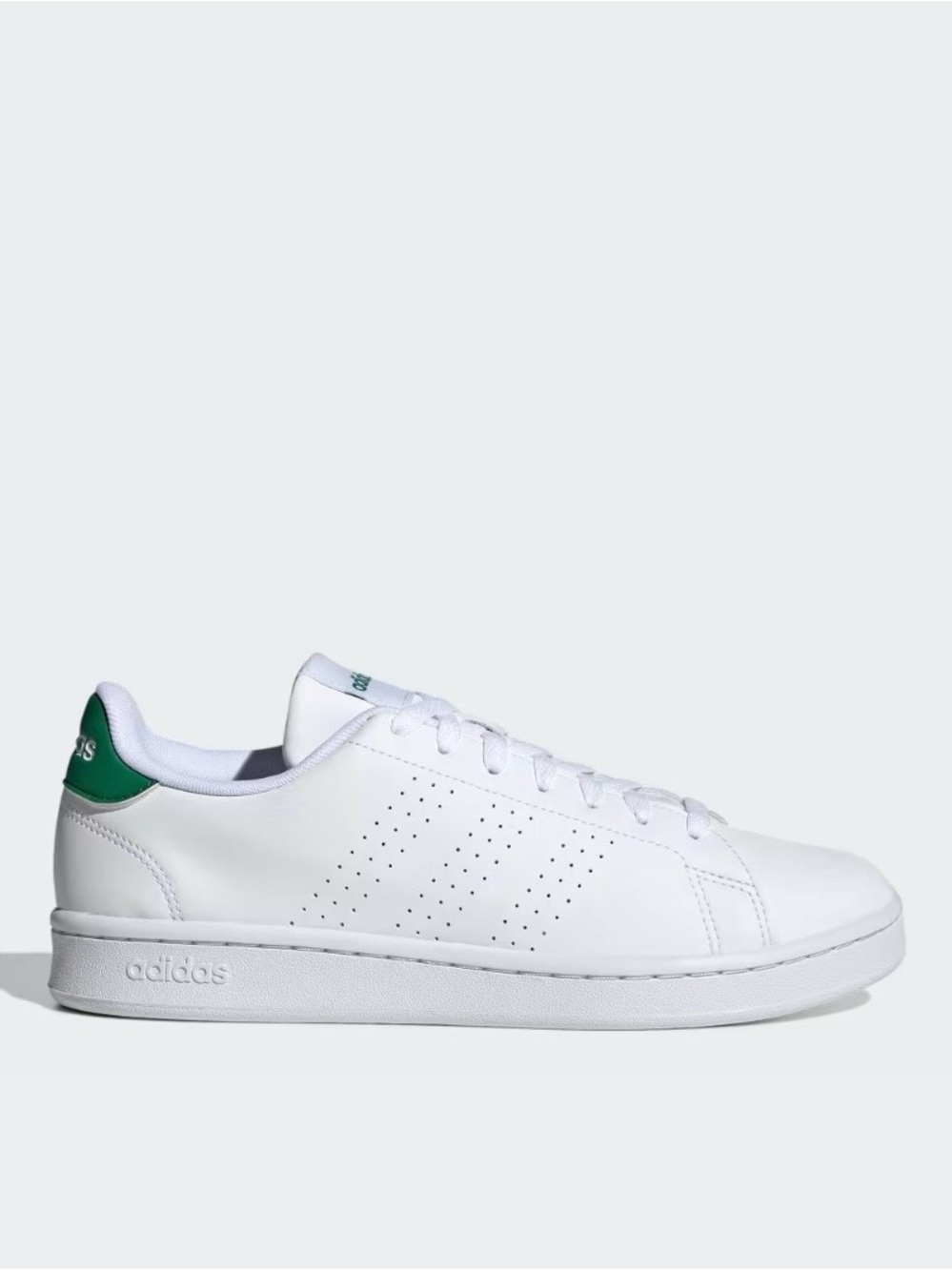 adidas Men's White Sneakers with Green Heel Tab size 9 1/2